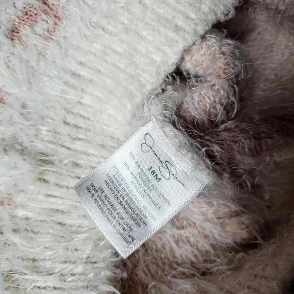 Jessica Simpson Pink and White Leopard Animal Print Fuzzy Sweater Size 18m NWOT - Picture 4 of 15